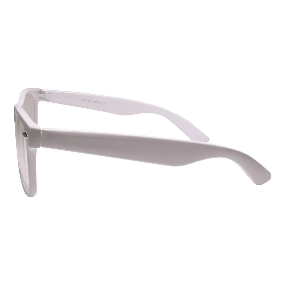 Classy 80s 90s Dapper Clubbing Horn Rimmed White Frame Clear Lens Glasses